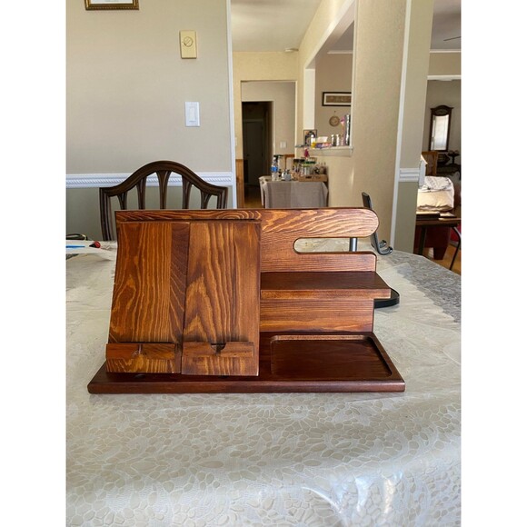 Wood Phone Storge & Organization 2 Phones Wireless Charging Docking Station NWOT - Picture 12 of 12